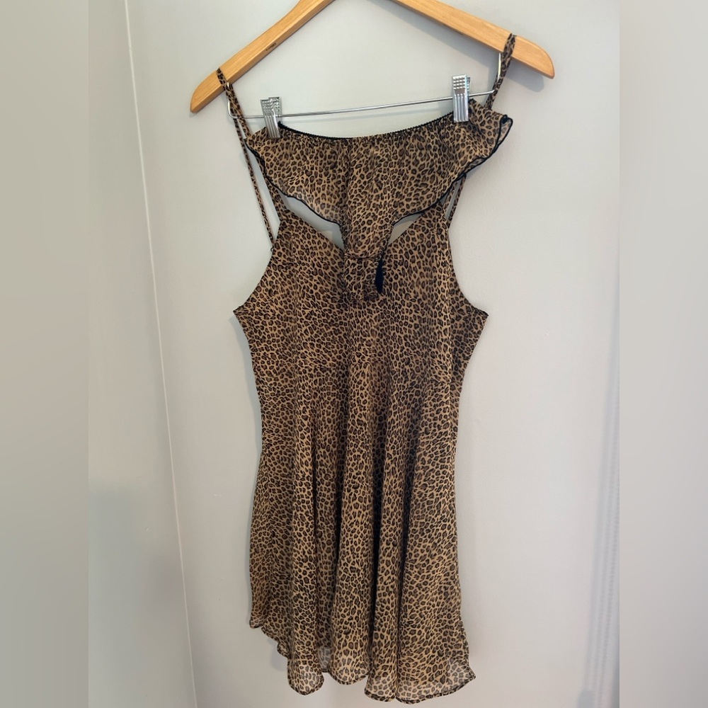 Rose Passions Vintage Leopard Print Strappy Slip & Underwear M